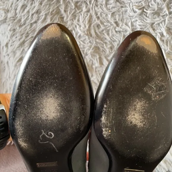 GIORGIO ARMANI SilverGray Leather&amp;Satin Flat Shoes