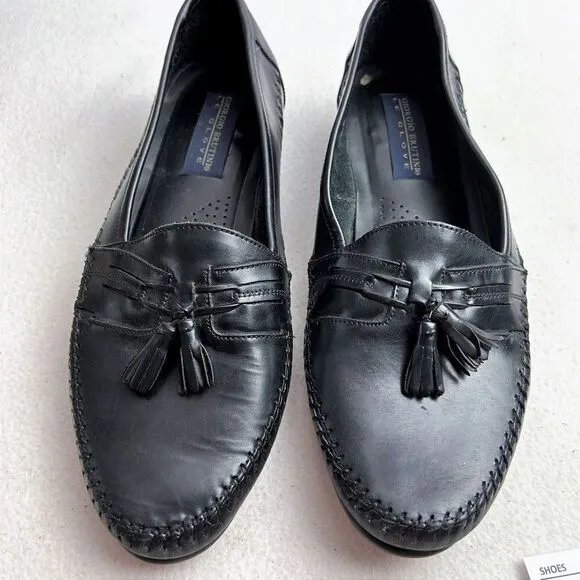 Giorgio Brutini Men's Black Leather Tassel Slip On Casual Loafer Shoes Size 9.5D