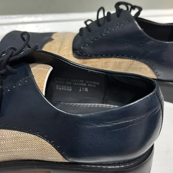 Giorgio Brutini Two-Tone Cream/Navy Square Toed Tassled Oxford Dress Shoes- 11