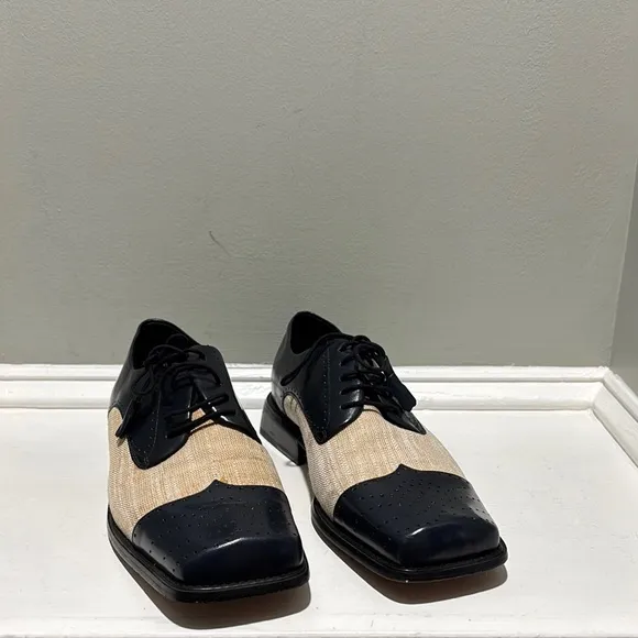 Giorgio Brutini Two-Tone Cream/Navy Square Toed Tassled Oxford Dress Shoes- 11