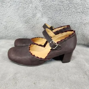 Giraudon Shoes Womens Size EU 37.5 US 7 Brown Leather Mary Jane Heels