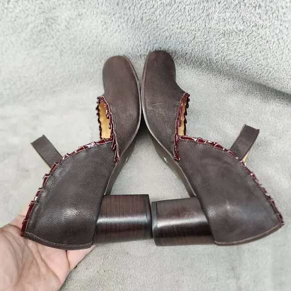Giraudon Shoes Womens Size EU 37.5 US 7 Brown Leather Mary Jane Heels