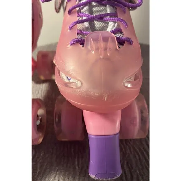 Girls Nattork Pink Adjustable Roller Skates Size 1Y-4Y