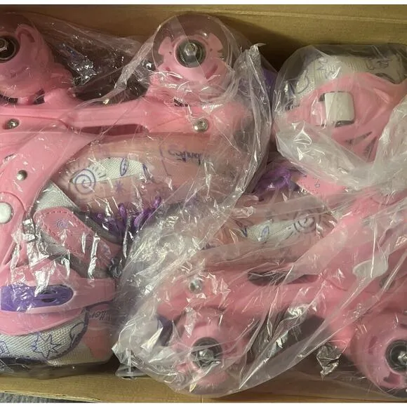 Girls Nattork Pink Adjustable Roller Skates Size 1Y-4Y