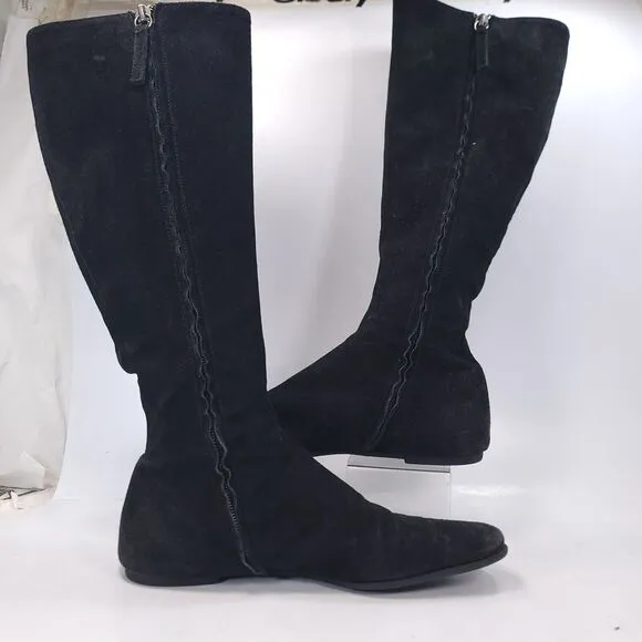 Giuseppe Zanoth Design High Rise Zip Up Flat Boot Womens Size 7 37 Black