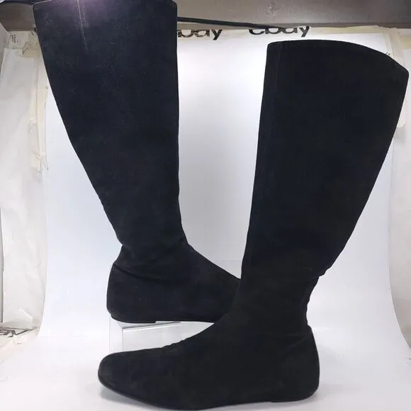 Giuseppe Zanoth Design High Rise Zip Up Flat Boot Womens Size 7 37 Black