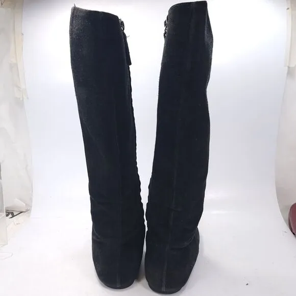 Giuseppe Zanoth Design High Rise Zip Up Flat Boot Womens Size 7 37 Black