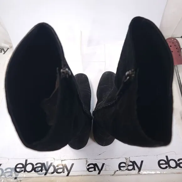 Giuseppe Zanoth Design High Rise Zip Up Flat Boot Womens Size 7 37 Black