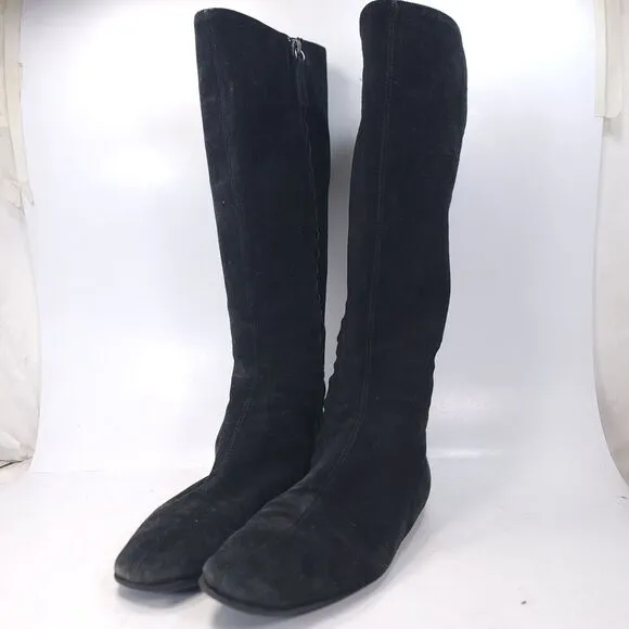 Giuseppe Zanoth Design High Rise Zip Up Flat Boot Womens Size 7 37 Black