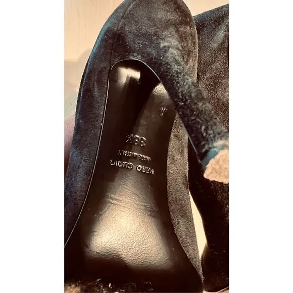 GIUSEPPE ZANOTTI BLACK SUEDE GREEK 105MM POINTED TOE ANKLE BOOTS SZ 8.5