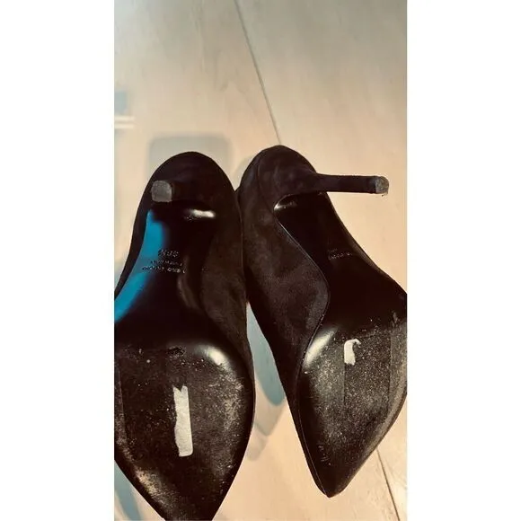 GIUSEPPE ZANOTTI BLACK SUEDE GREEK 105MM POINTED TOE ANKLE BOOTS SZ 8.5