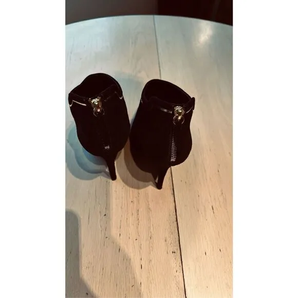 GIUSEPPE ZANOTTI BLACK SUEDE GREEK 105MM POINTED TOE ANKLE BOOTS SZ 8.5