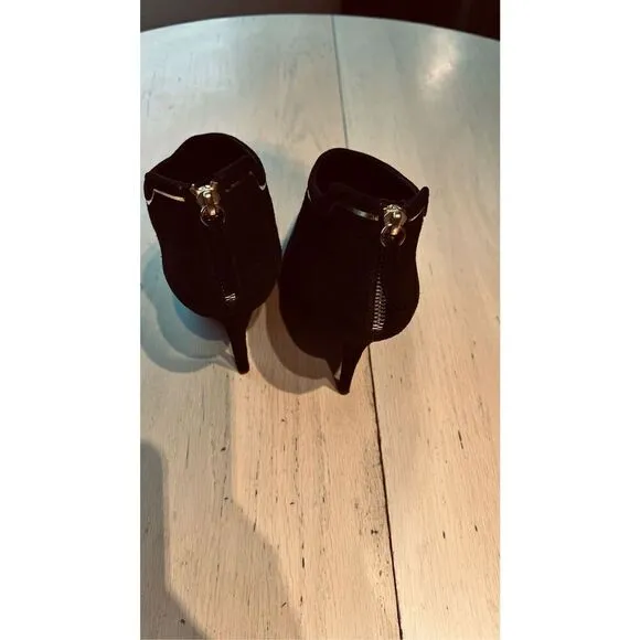 GIUSEPPE ZANOTTI BLACK SUEDE GREEK 105MM POINTED TOE ANKLE BOOTS SZ 8.5