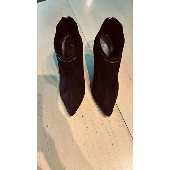 GIUSEPPE ZANOTTI BLACK SUEDE GREEK 105MM POINTED TOE ANKLE BOOTS SZ 8.5