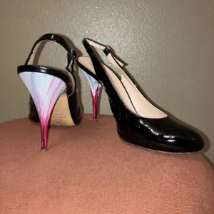 GIUSEPPE ZANOTTI Heels SLINGBACKS Black THREE TONE HEEL - Sz 8 (EU 38) Italy