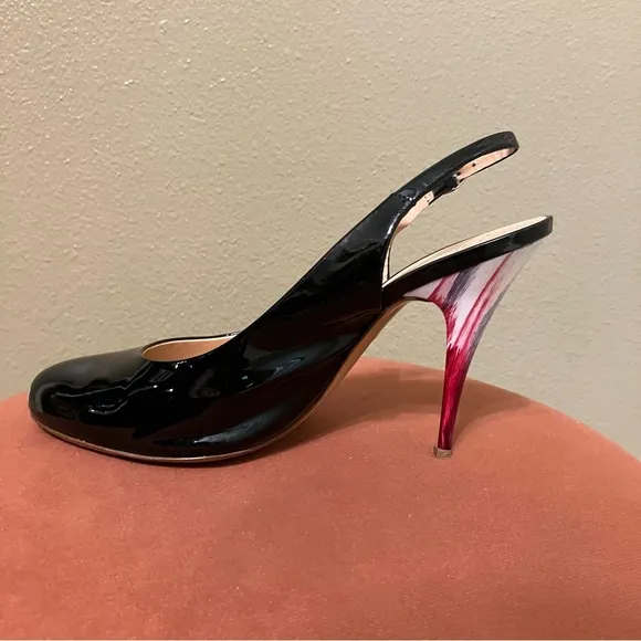 GIUSEPPE ZANOTTI Heels SLINGBACKS Black THREE TONE HEEL - Sz 8 (EU 38) Italy