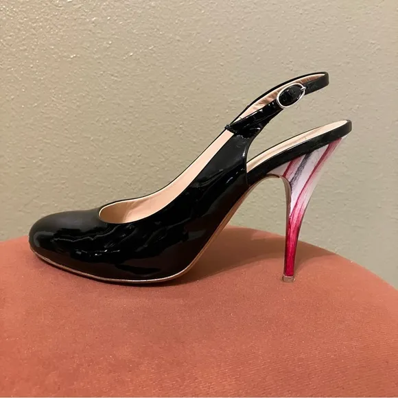 GIUSEPPE ZANOTTI Heels SLINGBACKS Black THREE TONE HEEL - Sz 8 (EU 38) Italy