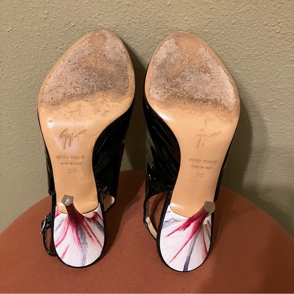 GIUSEPPE ZANOTTI Heels SLINGBACKS Black THREE TONE HEEL - Sz 8 (EU 38) Italy