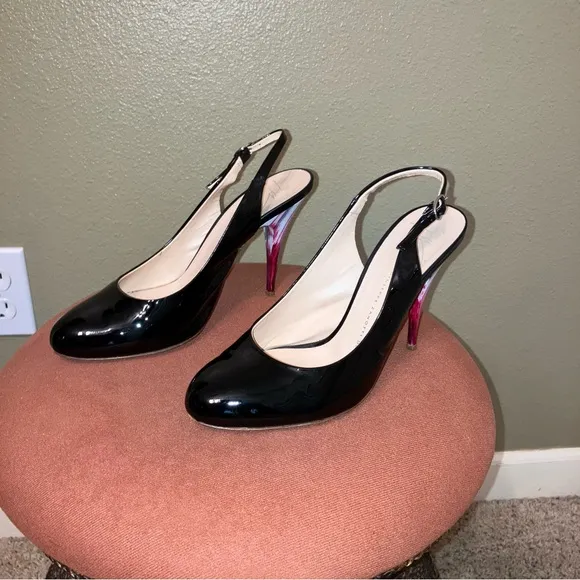 GIUSEPPE ZANOTTI Heels SLINGBACKS Black THREE TONE HEEL - Sz 8 (EU 38) Italy
