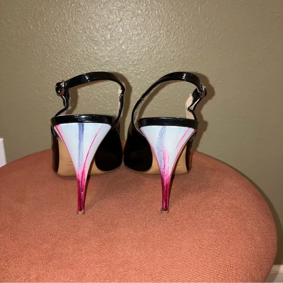 GIUSEPPE ZANOTTI Heels SLINGBACKS Black THREE TONE HEEL - Sz 8 (EU 38) Italy
