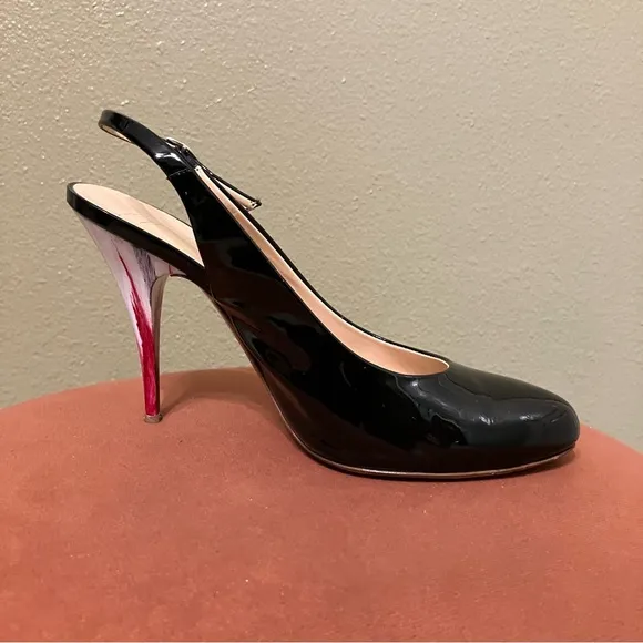 GIUSEPPE ZANOTTI Heels SLINGBACKS Black THREE TONE HEEL - Sz 8 (EU 38) Italy