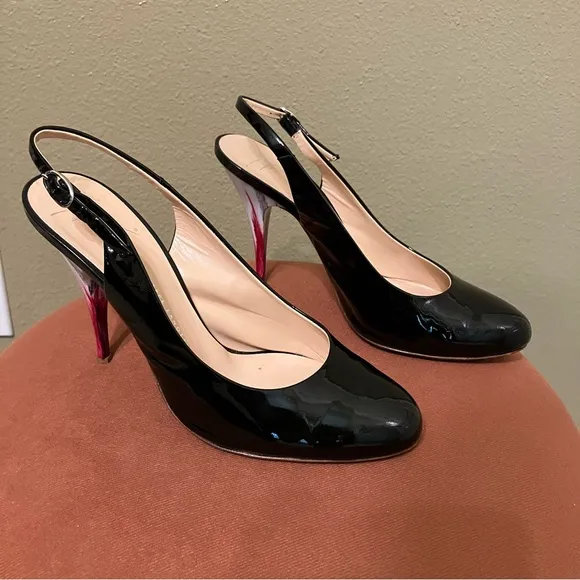 GIUSEPPE ZANOTTI Heels SLINGBACKS Black THREE TONE HEEL - Sz 8 (EU 38) Italy