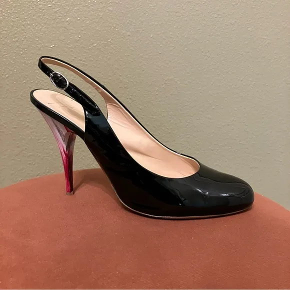 GIUSEPPE ZANOTTI Heels SLINGBACKS Black THREE TONE HEEL - Sz 8 (EU 38) Italy