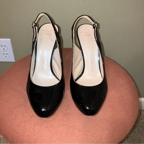 GIUSEPPE ZANOTTI Heels SLINGBACKS Black THREE TONE HEEL - Sz 8 (EU 38) Italy