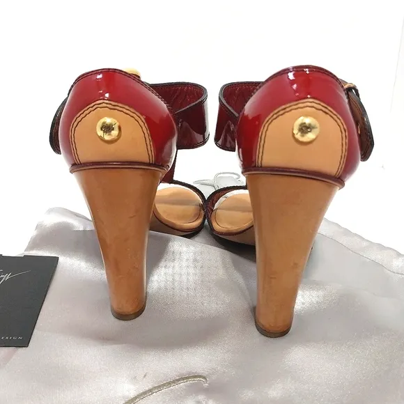 Giuseppe Zanotti Patent Leather Buckle Heels, Size 37|US 7