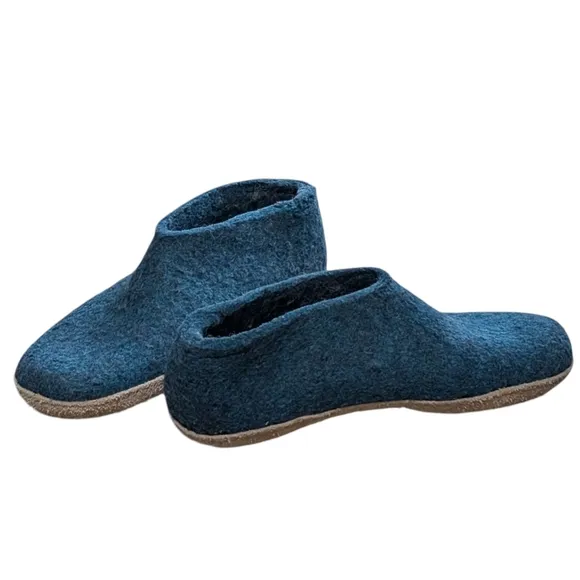 Glerups wool shoe size 41/ 10 leather sole slipper moccasin eco friendly natural