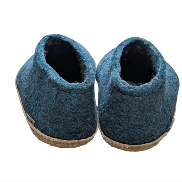 Glerups wool shoe size 41/ 10 leather sole slipper moccasin eco friendly natural