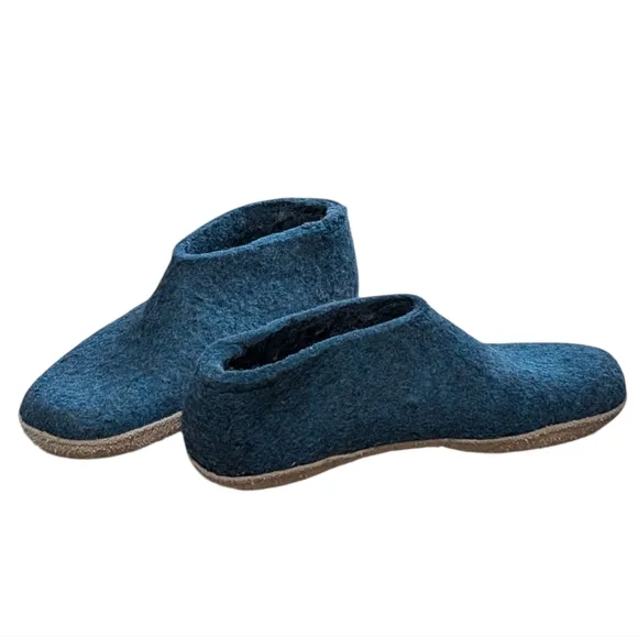 Glerups wool shoe size 41/ 10 leather sole slipper moccasin eco friendly natural