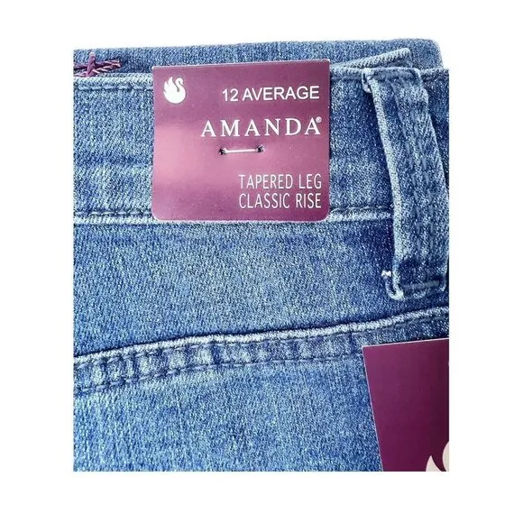 Gloria Vanderbilt Womens Amanda High Rise Med Wash Tapered Leg Jeans Sz 12 NWT