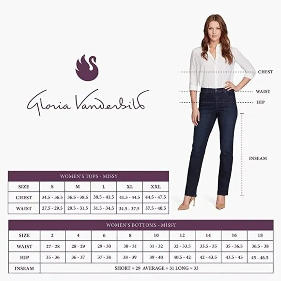 Gloria Vanderbilt Womens Amanda High Rise Med Wash Tapered Leg Jeans Sz 12 NWT