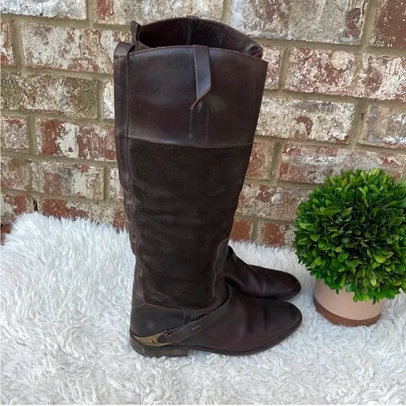 Golden Goose Santa Fe Flat Cowboy KneeHigh Leather Suede Boots Size EU 38