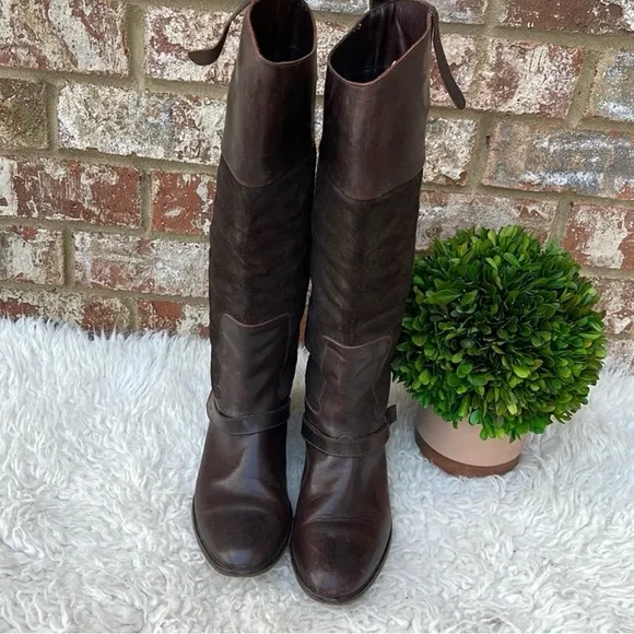 Golden Goose Santa Fe Flat Cowboy KneeHigh Leather Suede Boots Size EU 38