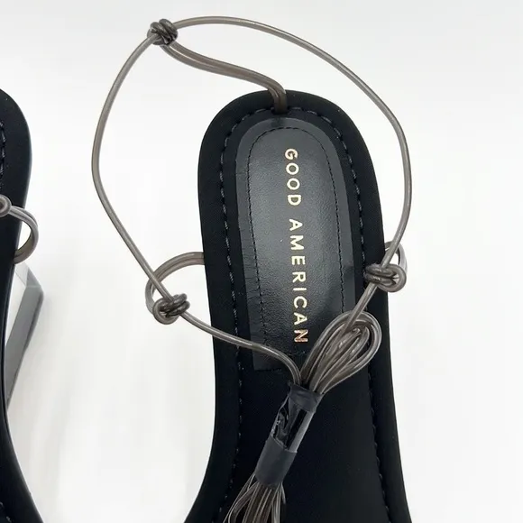 GOOD AMERICAN CLEAR WEDGE HEEL WOMEN‘S NEOPRENE BLACK NWT SZ 7.5