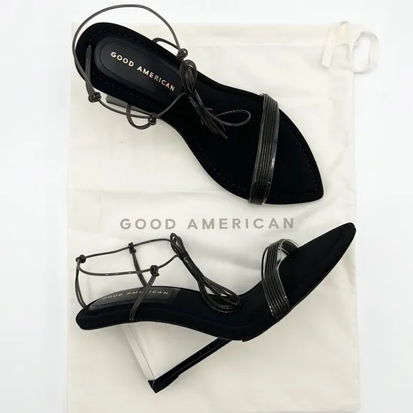 GOOD AMERICAN CLEAR WEDGE HEEL WOMEN‘S NEOPRENE BLACK NWT SZ 7.5