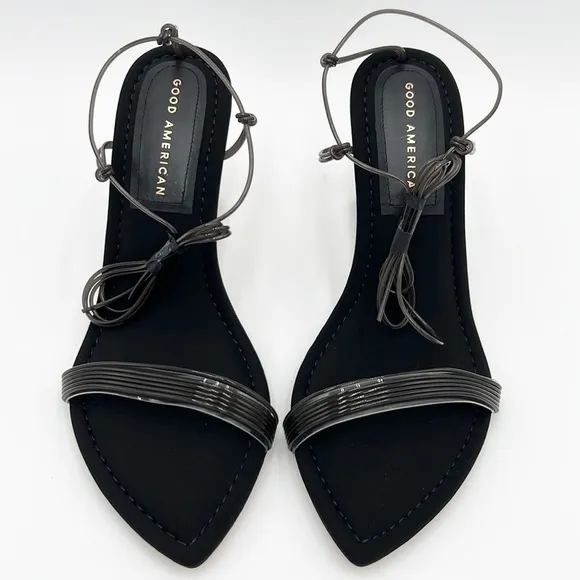 GOOD AMERICAN CLEAR WEDGE HEEL WOMEN‘S NEOPRENE BLACK NWT SZ 7.5
