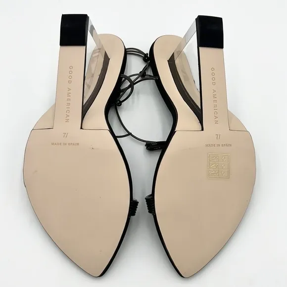 GOOD AMERICAN CLEAR WEDGE HEEL WOMEN‘S NEOPRENE BLACK NWT SZ 7.5