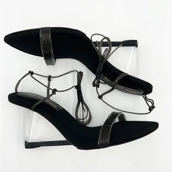 GOOD AMERICAN CLEAR WEDGE HEEL WOMEN‘S NEOPRENE BLACK NWT SZ 7.5