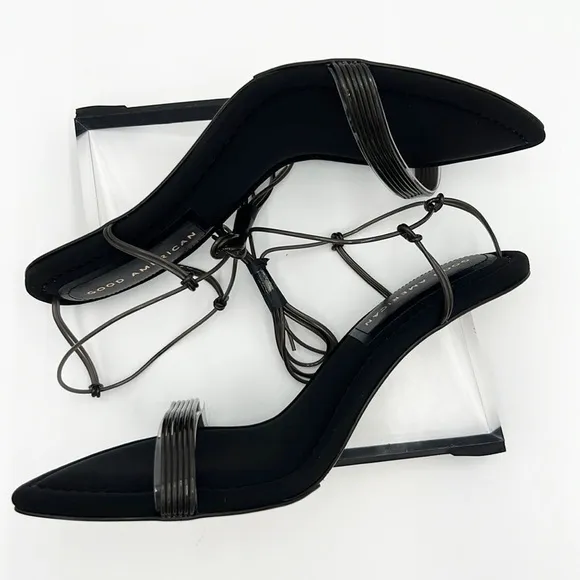 GOOD AMERICAN CLEAR WEDGE HEEL WOMEN‘S NEOPRENE BLACK NWT SZ 7.5