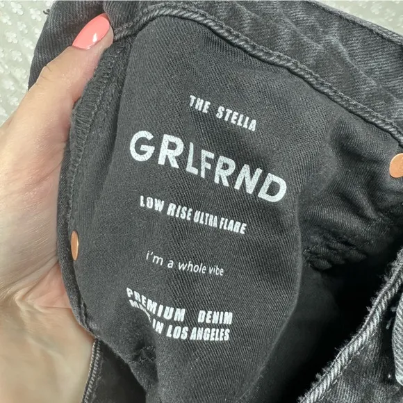 GRLFRND Black The Stella Low Rise Ultra Flare Jeans