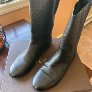 Gucci Black Leather Knee-High Boots