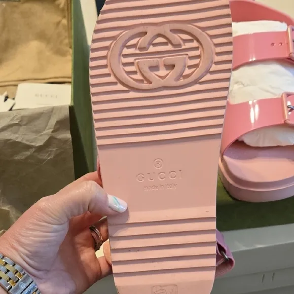 Gucci Pink Chunky Sandals with Adjustable Straps