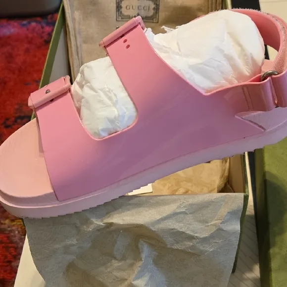 Gucci Pink Chunky Sandals with Adjustable Straps