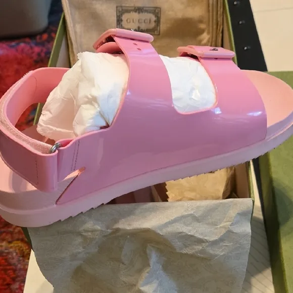 Gucci Pink Chunky Sandals with Adjustable Straps
