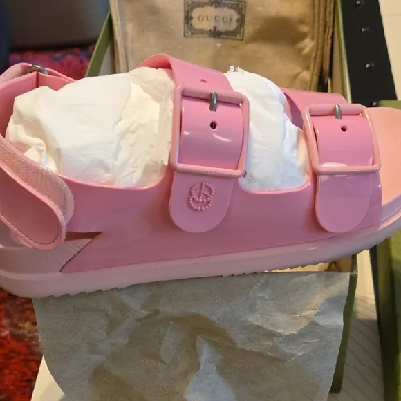 Gucci Pink Chunky Sandals with Adjustable Straps