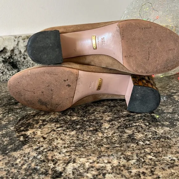 Gucci Suede Dahlia Bamboo Heels