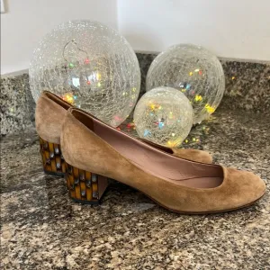 Gucci Suede Dahlia Bamboo Heels